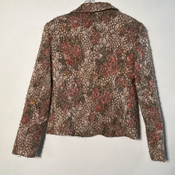 Z BY ZELDA Tapestry Floral Boucle Unique Buttons 2 Pocket Shirt Collar Blazer 8 - Picture 2 of 16